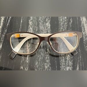 Furla Classic Cat Eye Bifocal Eyeglasses Cream Brown OM12 VFU107K